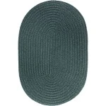 Rhody Solid Poly Teal S034 2 ft. X 3 ft. Oval Braided Rug