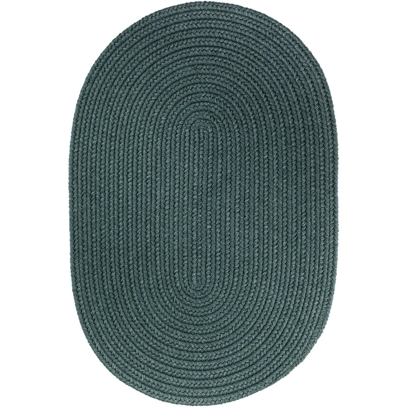 Rhody Solid Poly Teal S034 10 ft. X 13 ft. Oval Rug
