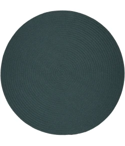 Rhody Solid Poly Teal S034 4 ft. X 4 ft. Round Braided Rug