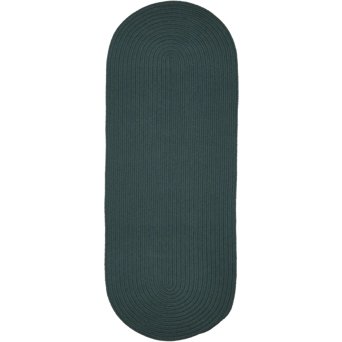 Rhody Solid Poly Teal S034 2 ft. X 8 ft. Oval Runner Rug