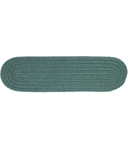 Rhody Solid Poly Teal S034 8 in. X 28 in. Stair Tread Set-of-13 Braided Rug