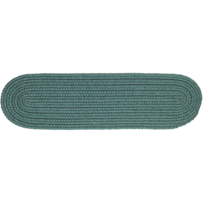 Rhody Solid Poly Teal S034 8 in. X 28 in. Stair Tread Set-of-13 Rug