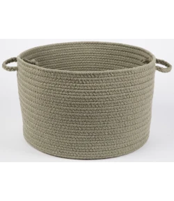 Rhody Solid Poly Moss Green S035 18 in. X 12 in. Basket Braided Rug