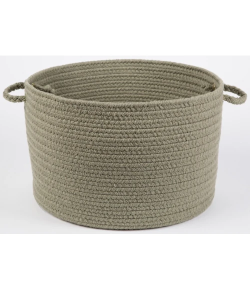Rhody Solid Poly Moss Green S035 18 in. X 12 in. Basket Rug