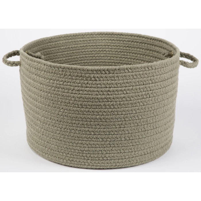 Rhody Solid Poly Moss Green S035 18 in. X 12 in. Basket Rug