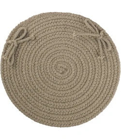 Rhody Solid Poly Moss Green S035 15 in. X 15 in. Chair Pad Set-of-4 Braided Rug