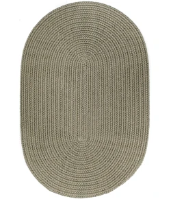 Rhody Solid Poly Moss Green S035 5 ft. X 8 ft. Oval Braided Rug