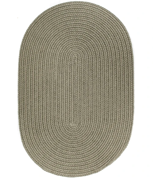Rhody Solid Poly Moss Green S035 5 ft. X 8 ft. Oval Rug