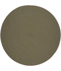 Rhody Solid Poly Moss Green S035 4 ft. X 4 ft. Round Braided Rug