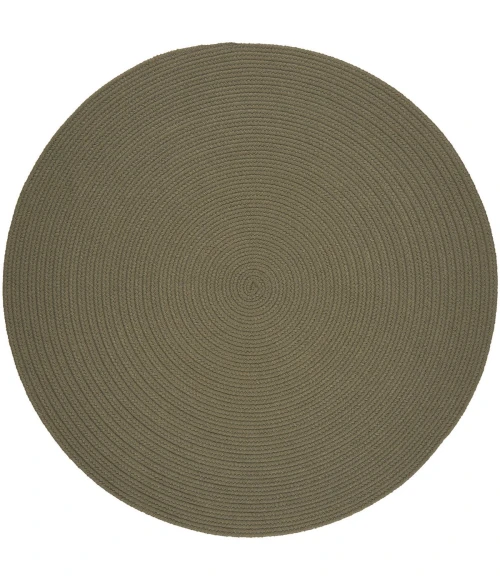 Rhody Solid Poly Moss Green S035 4 ft. X 4 ft. Round Rug