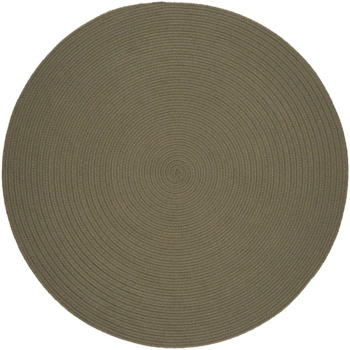Rhody Solid Poly Moss Green S035 4 ft. X 4 ft. Round Rug