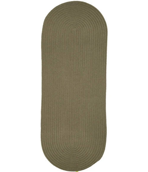 Rhody Solid Poly Moss Green S035 2 ft. X 4 ft. Oval Runner Rug