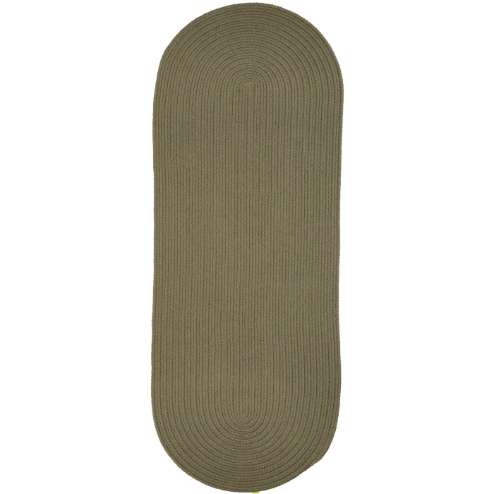 Rhody Solid Poly Moss Green S035 2 ft. X 4 ft. Oval Runner Rug