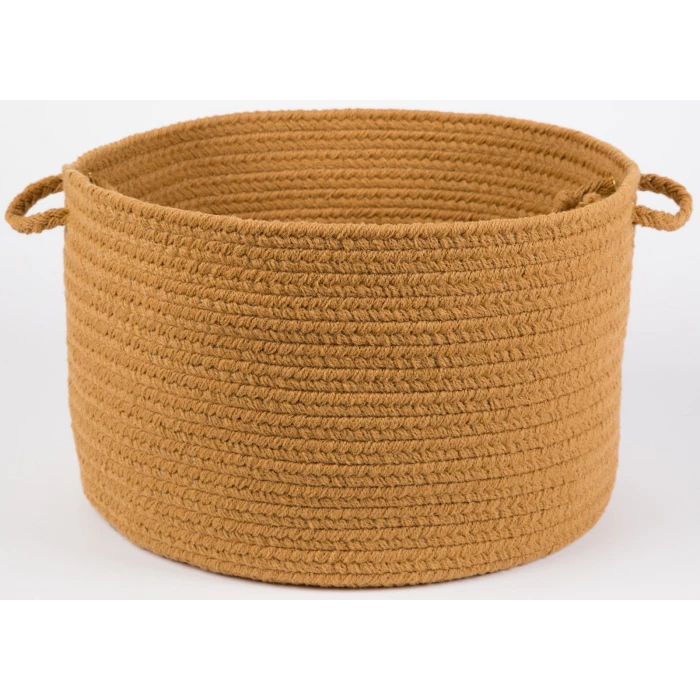 Rhody Solid Poly New Gold S036 18 in. X 12 in. Basket Rug