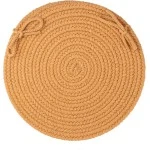 Rhody Solid Poly New Gold S036 15 in. X 15 in. Chair Pad Set-of-4 Braided Rug