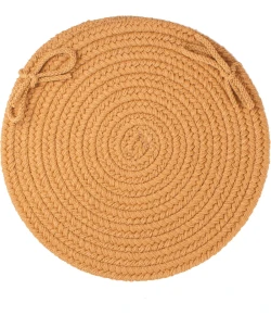 Rhody Solid Poly New Gold S036 15 in. X 15 in. Chair Pad Set-of-4 Braided Rug