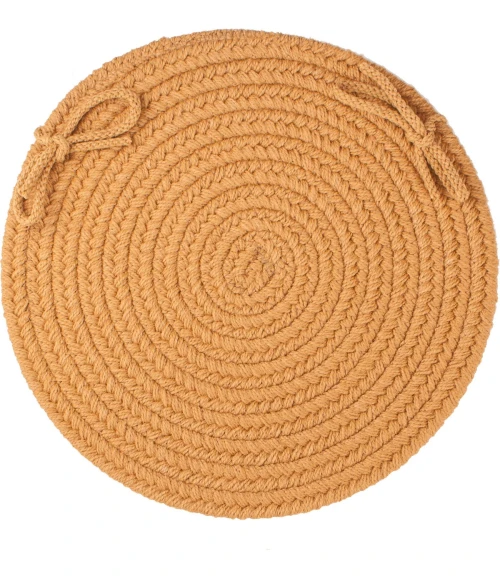 Rhody Solid Poly New Gold S036 15 in. X 15 in. Chair Pad Set-of-4 Rug