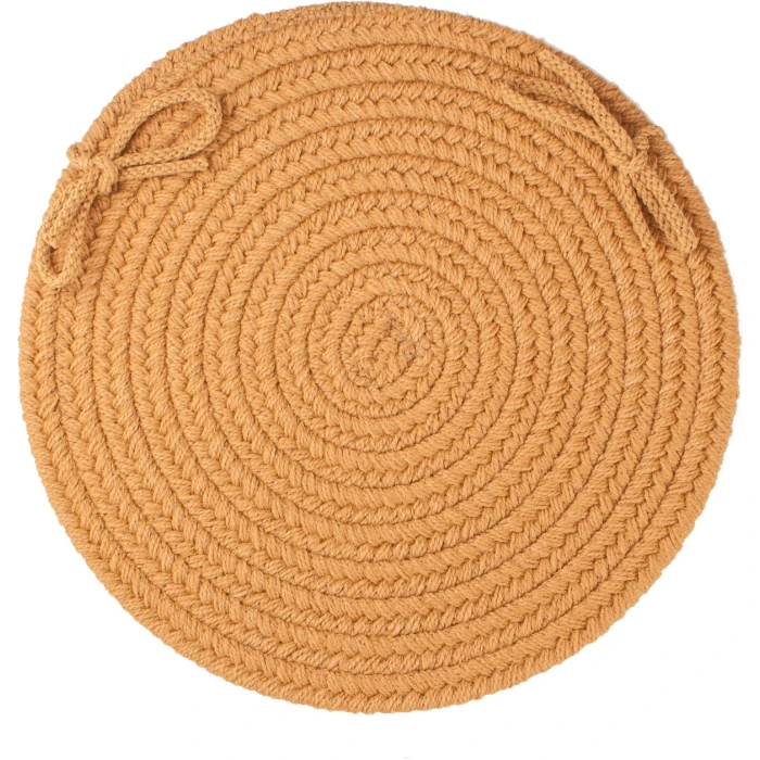 Rhody Solid Poly New Gold S036 15 in. X 15 in. Chair Pad Rug