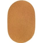 Rhody Solid Poly New Gold S036 10 ft. X 13 ft. Oval Braided Rug