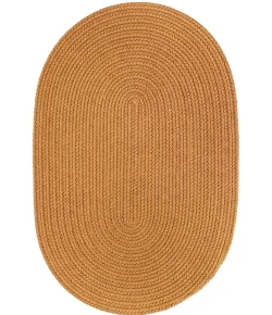 Rhody Solid Poly New Gold S036 5 ft. X 8 ft. Oval Braided Rug