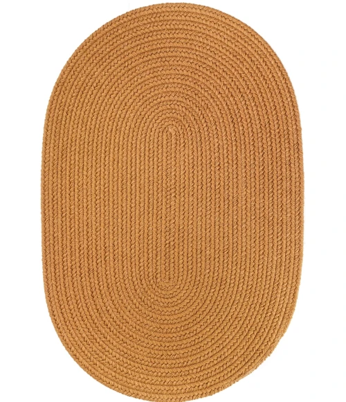 Rhody Solid Poly New Gold S036 5 ft. X 8 ft. Oval Rug