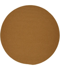 Rhody Solid Poly New Gold S036 4 ft. X 4 ft. Round Braided Rug