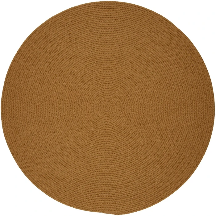 Rhody Solid Poly New Gold S036 4 ft. X 4 ft. Round Rug