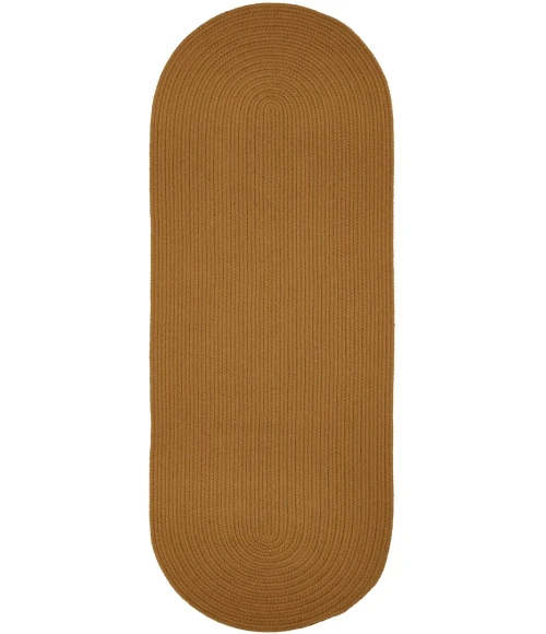 Rhody Solid Poly New Gold S036 2 ft. X 8 ft. Oval Runner Rug