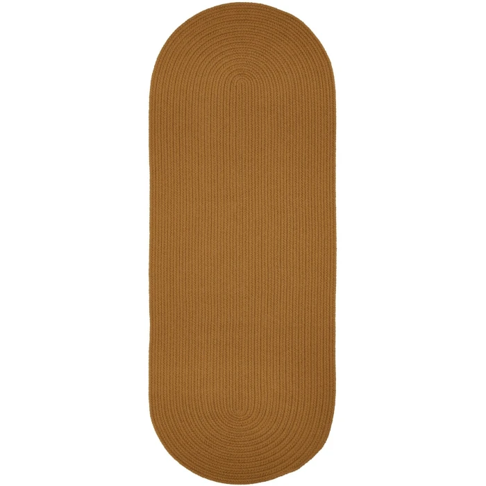 Rhody Solid Poly New Gold S036 2 ft. X 4 ft. Oval Runner Rug