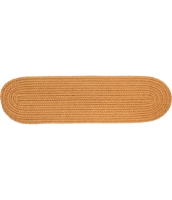 Rhody Solid Poly New Gold S036 8 in. X 28 in. Stair Tread Set-of-13 Braided Rug
