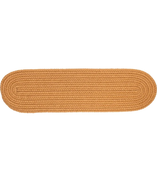 Rhody Solid Poly New Gold S036 8 in. X 28 in. Stair Tread Set-of-13 Rug