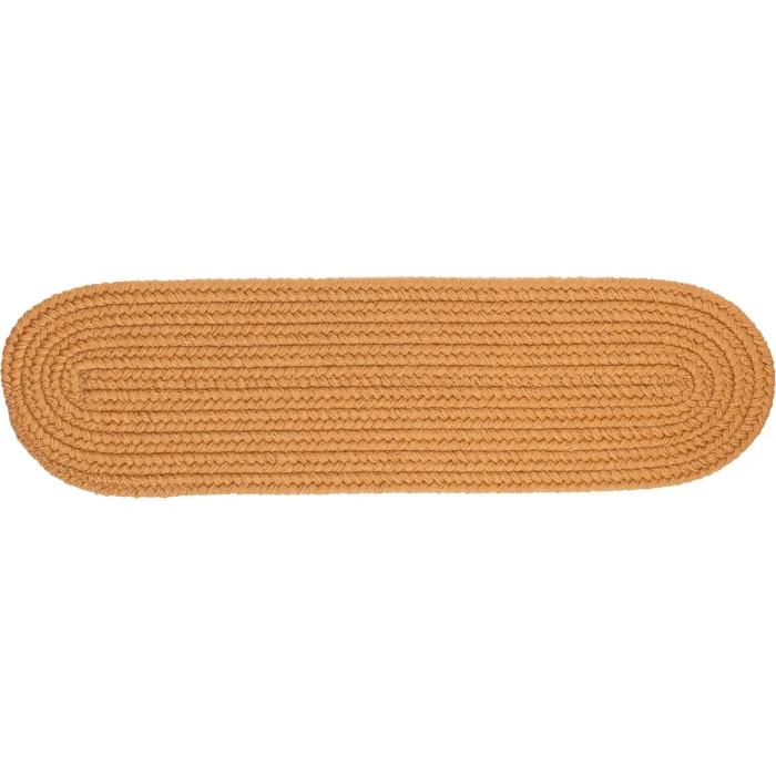 Rhody Solid Poly New Gold S036 8 in. X 28 in. Stair Tread Rug