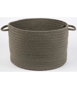 Rhody Solid Poly Moonstone S037 18 in. X 12 in. Basket Braided Rug