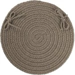 Rhody Solid Poly Moonstone S037 15 in. X 15 in. Chair Pad Set-of-4 Braided Rug
