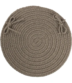 Rhody Solid Poly Moonstone S037 15 in. X 15 in. Chair Pad Set-of-4 Braided Rug