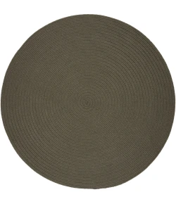 Rhody Solid Poly Moonstone S037 4 ft. X 4 ft. Round Braided Rug