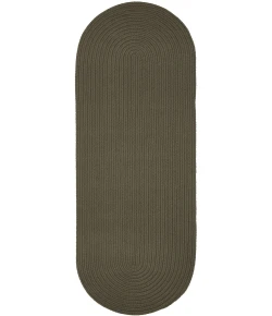 Rhody Solid Poly Moonstone S037 2 ft. X 8 ft. Oval Runner Braided Rug