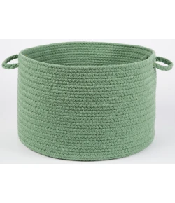 Rhody Solid Poly Celadon S040 18 in. X 12 in. Basket Braided Rug