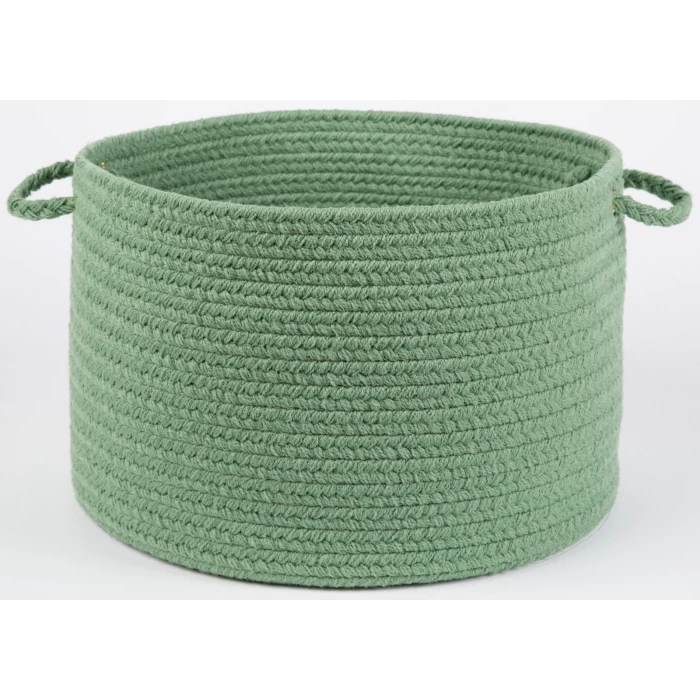 Rhody Solid Poly Celadon S040 18 in. X 12 in. Basket Rug