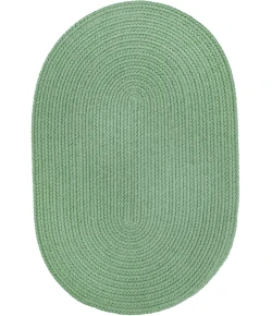 Rhody Solid Poly Celadon S040 3 ft. X 5 ft. Oval Braided Rug