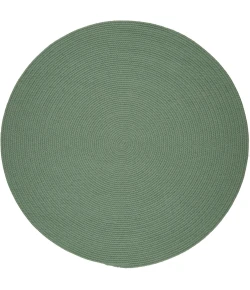 Rhody Solid Poly Celadon S040 6 ft. X 6 ft. Round Braided Rug