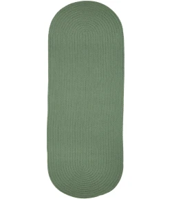 Rhody Solid Poly Celadon S040 2 ft. X 8 ft. Oval Runner Braided Rug