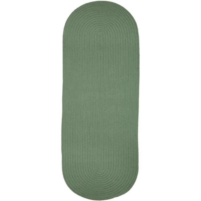 Rhody Solid Poly Celadon S040 2 ft. X 8 ft. Oval Runner Rug