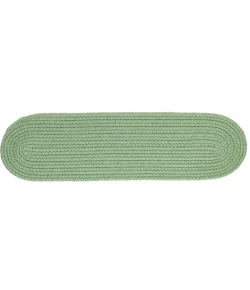 Rhody Solid Poly Celadon S040 8 in. X 28 in. Stair Tread Set-of-13 Braided Rug