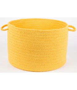 Rhody Solid Poly Daffodil S041 18 in. X 12 in. Basket Braided Rug