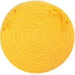 Rhody Solid Poly Daffodil S041 15 in. X 15 in. Chair Pad Set-of-4 Braided Rug