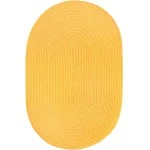 Rhody Solid Poly Daffodil S041 10 ft. X 13 ft. Oval Braided Rug