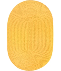 Rhody Solid Poly Daffodil S041 5 ft. X 8 ft. Oval Braided Rug