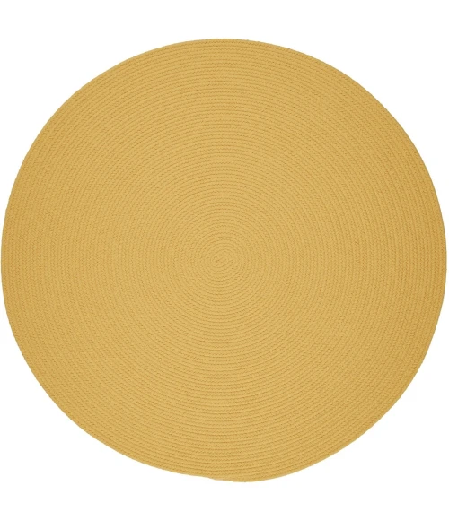 Rhody Solid Poly Daffodil S041 4 ft. X 4 ft. Round Rug