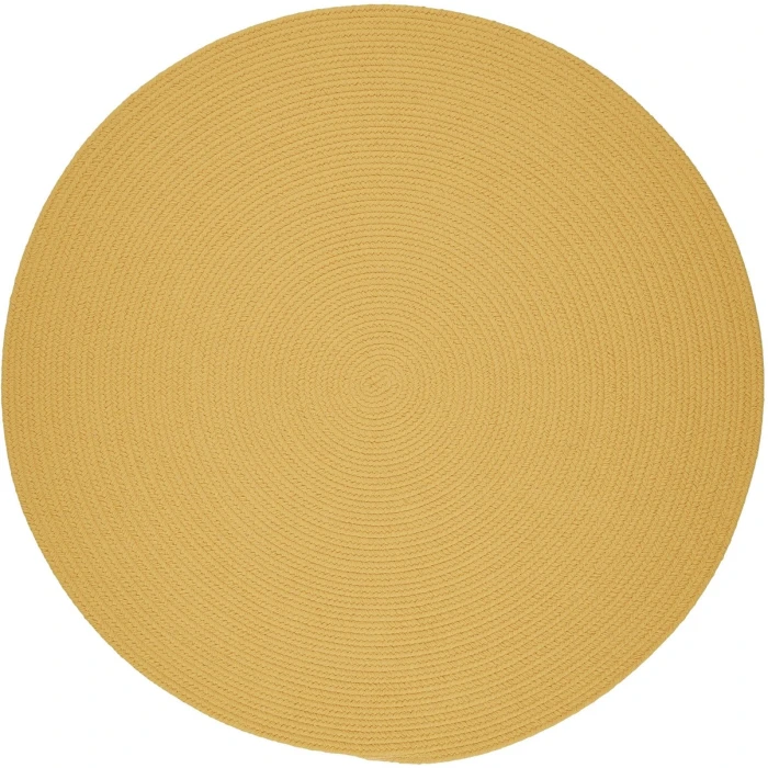 Rhody Solid Poly Daffodil S041 4 ft. X 4 ft. Round Rug